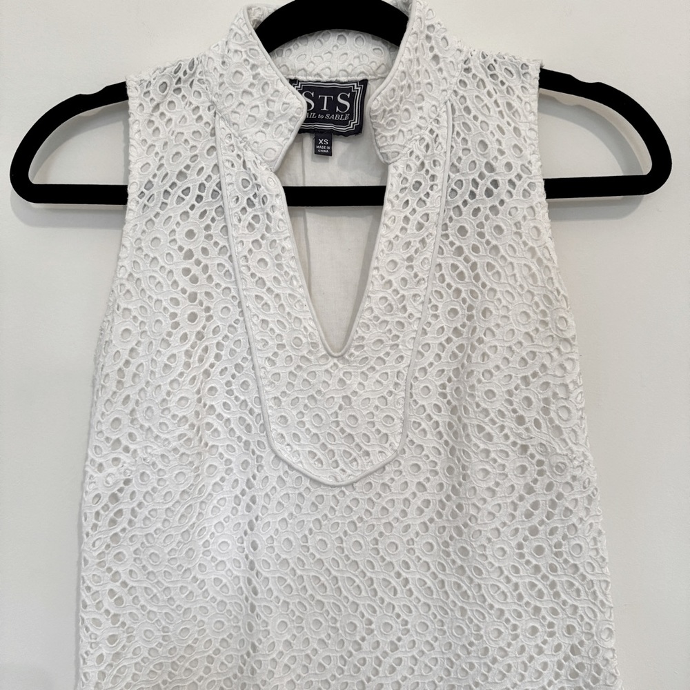 Sail to Sable White Eyelet Shift Dress (The Rope Eyelet Sleeveless) - Picture 5 of 5